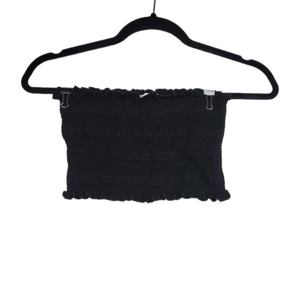 Urban Outfitters Womens Silence & Noise Black Smocked Tube Crop Top Size M/L NWT - Picture 2 of 5